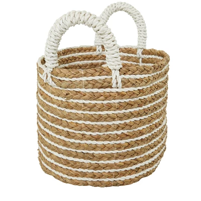 Set Of 3 Seagrass Storage Baskets Brown/White - Olivia & May 5 Set Of 3 Seagrass Storage Baskets Brown/White - Olivia & May - Image 5