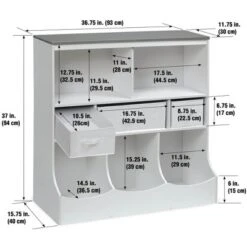 Combo Bin Storage Unit With Three Baskets - Solid White/Woodgrain Gray -IRIS Storage Deals Store GUEST 70d31241 d9f1 4eb9 8459 5aa19ce4bb4c