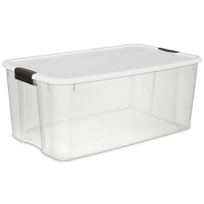 Sterilite Storage System Solution With 116 Quart Clear Stackable Storage Box Organization Containers With White Latching Lid 5 Sterilite Storage System Solution With 116 Quart Clear Stackable Storage Box Organization Containers With White Latching Lid - Image 5