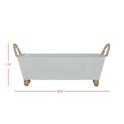 Trough Bin White Metal, Reed & Wood By Foreside Home & Garden 7 Trough Bin White Metal, Reed & Wood By Foreside Home & Garden - Image 7