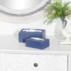 Set Of 2 Farmhouse Wood Boxes Blue - Olivia & May