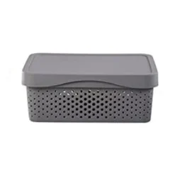 HANAMYA 11 Liter Stackable Lidded Storage Container Multipurpose Bins With Handles For Home And Office Organization, Gray (Set Of 6)