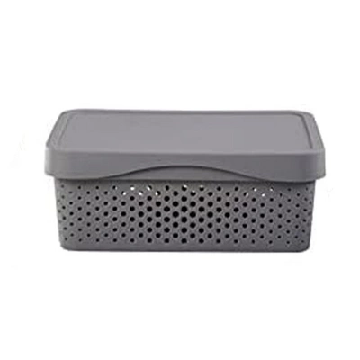 HANAMYA 11 Liter Stackable Lidded Storage Container Multipurpose Bins With Handles For Home And Office Organization, Gray (Set Of 6) 1 HANAMYA 11 Liter Stackable Lidded Storage Container Multipurpose Bins With Handles For Home And Office Organization, Gray (Set Of 6)