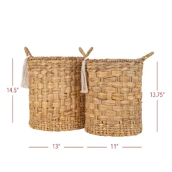 Set Of 2 Hand Woven With Tassel Baskets Water Hyacinth, Metal & Cotton Rope By Foreside Home & Garden 14 Set Of 2 Hand Woven With Tassel Baskets Water Hyacinth, Metal & Cotton Rope By Foreside Home & Garden -IRIS Storage Deals Store GUEST 72cf2f37 49e0 4596 bcc3 a20ea4a3ecc6