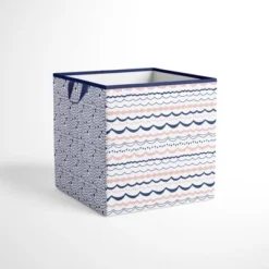 Bacati - Olivia Coral/Navy Storage Box Small