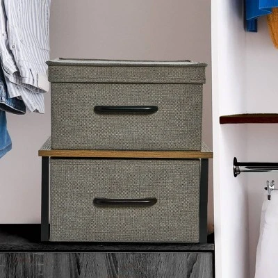 Household Essentials Stacking Storage Boxes With Laminate Top Ashwood 1 Household Essentials Stacking Storage Boxes With Laminate Top Ashwood