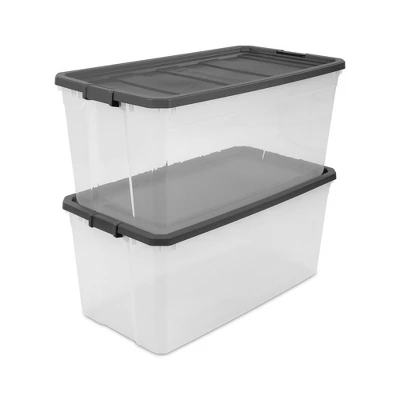 Sterilite Storage System Solution With 200 Quart Clear Stackable Storage Box Organization Containers With Grey Latching Lid 3 Sterilite Storage System Solution With 200 Quart Clear Stackable Storage Box Organization Containers With Grey Latching Lid - Image 3