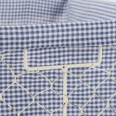 Design Imports Set Of 2 M Antique White Chicken Wire French Gingham Check Liner Baskets Blue/White 3 Design Imports Set Of 2 M Antique White Chicken Wire French Gingham Check Liner Baskets Blue/White - Image 3