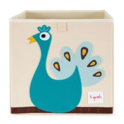 3 Sprouts Large 13 Inch Square Children's Foldable Fabric Storage Cube Organizer Box Soft Toy Bin, Friendly Owl & Peacock (2 Pack) -IRIS Storage Deals Store GUEST 75adb446 f205 4afa 98be 5a3e687433b2