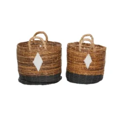 2pk Banana Leaf Storage Baskets Brown/Black - Olivia & May -IRIS Storage Deals Store GUEST 766fbcb7 66f2 4686 9bc1 2a5c97c11312
