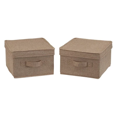 Household Essentials Set Of 2 Medium Storage Boxes With Lids Latte Linen 2 Household Essentials Set Of 2 Medium Storage Boxes With Lids Latte Linen - Image 2