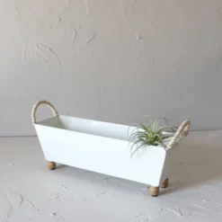 Trough Bin White Metal, Reed & Wood By Foreside Home & Garden