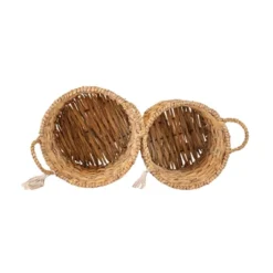 Set Of 2 Hand Woven With Tassel Baskets Water Hyacinth, Metal & Cotton Rope By Foreside Home & Garden 12 Set Of 2 Hand Woven With Tassel Baskets Water Hyacinth, Metal & Cotton Rope By Foreside Home & Garden -IRIS Storage Deals Store GUEST 77f51948 365c 49fd b38f d64d75f7cb98