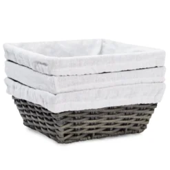 Farmlyn Creek 3-Pack Square Wicker Storage Baskets With Liners With Cloth Lining For Organizing Pantry Shelves, Bathroom, Laundry Room, Closet, 9x4 In -IRIS Storage Deals Store GUEST 781ef849 4133 4655 8170 d97ee8a53ecc