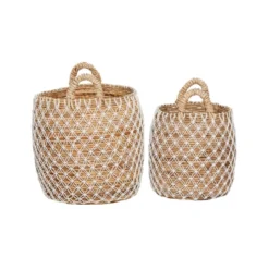 2pk Banana Leaf Storage Baskets Brown/White - Olivia & May -IRIS Storage Deals Store GUEST 78544358 7414 43bf bd39 a749505f5d1f