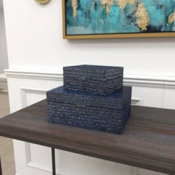 Set Of 2 Ceramic Vase With Star Patterns Dark Blue - Olivia & May -IRIS Storage Deals Store GUEST 78a9c787 ceb2 465b ba97 decda479eb52