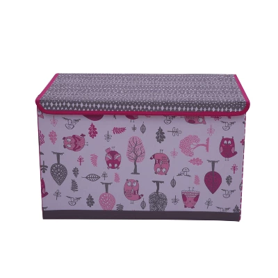 Bacati - Owls Pink/Gray Girls Cotton Storage Toy Chest 1 Bacati - Owls Pink/Gray Girls Cotton Storage Toy Chest