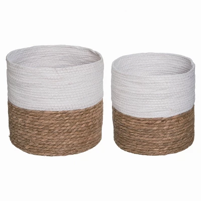 Transpac Paper 10" White Spring Color Block Baskets Set Of 2 1 Transpac Paper 10" White Spring Color Block Baskets Set Of 2