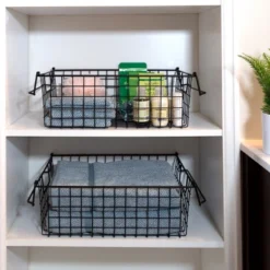 Set Of 2 Storage Bins - Basket Set For Toy, Kitchen, Closet, And Bathroom Storage - Large Shelf Organizers With Handles By Home-Complete (Black) 14 Set Of 2 Storage Bins - Basket Set For Toy, Kitchen, Closet, And Bathroom Storage - Large Shelf Organizers With Handles By Home-Complete (Black) -IRIS Storage Deals Store GUEST 7abab777 c968 4266 bc2c c65eb536c22b