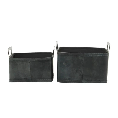 Set Of 2 Storage Baskets Dark Brown - Olivia & May 2 Set Of 2 Storage Baskets Dark Brown - Olivia & May - Image 2