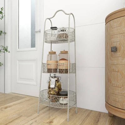 41" 3 Tier Rustic Farmhouse Iron Basket Stand - Olivia & May 6 41" 3 Tier Rustic Farmhouse Iron Basket Stand - Olivia & May - Image 6