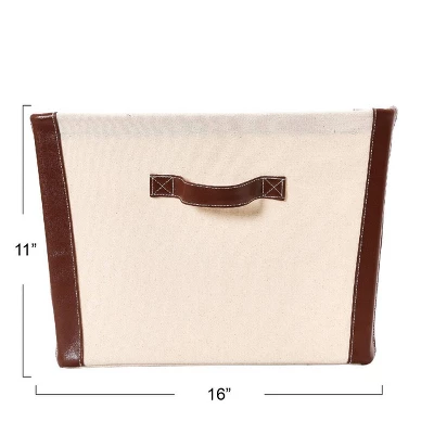 Household Essentials Canvas Bin With Vegan Leather 6 Household Essentials Canvas Bin With Vegan Leather - Image 6
