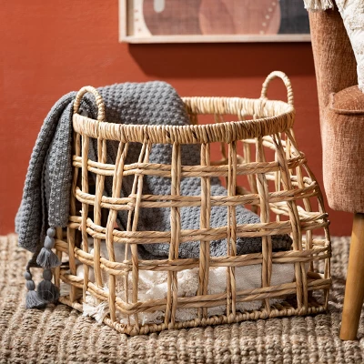 18"H Sullivans Open Weave Shapely Baskets Set Of 2, Natural 2 18"H Sullivans Open Weave Shapely Baskets Set Of 2, Natural - Image 2