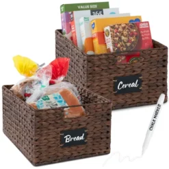 Best Choice Products Set Of 2 16in Woven Water Hyacinth Pantry Baskets W/ Chalkboard Label, Chalk Marker -IRIS Storage Deals Store GUEST 7c427bbf d005 40d1 a4b2 1d602e88b26c