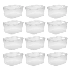 Sterilite 8.25x12.25x15 Inch Modern Polished Storage Bin W/ Comfortable Carry Through Handles & Banded Rim For Household Organization, Clear -IRIS Storage Deals Store GUEST 7cf359f8 cace 4d11 8dd5 ecbb539c50e4
