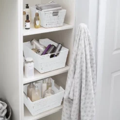 Simplify 3pc Rattan Tote Set With Sterling Silver Handles White -IRIS Storage Deals Store GUEST 7d381af6 1c01 4b41 ba40 fa2c94c41b63