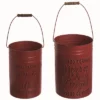 Transpac Metal Red Christmas Deep Rustic Buckets Set Of 2