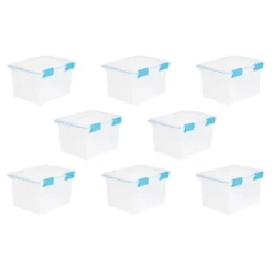 Sterilite 32 Quart Stackable Clear Plastic Storage Tote Container With Blue Gasket Latching Lid For Home And Office Organization, Clear -IRIS Storage Deals Store GUEST 7ec27af3 23b9 4d45 8a87 62318e859ff7