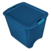 Sterilite 26 Gallon Multipurpose Latching Lid Storage Tote Container For Home And Office Organization With Carry Handles, True Blue (8 Pack)
