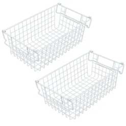 Set Of 2 Storage Bins - Basket Set For Toy, Kitchen, Closet, And Bathroom Storage - Medium Shelf Organizers With Handles By Home-Complete (White) -IRIS Storage Deals Store GUEST 7f8c711f 3a5d 4f46 b231 1fde9422cd58