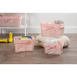 Design Imports Set Of 5 Antique White Chicken Wire Liner Baskets Blush -IRIS Storage Deals Store GUEST 80360fa0 e987 42cb 815a ca8d23a43f4a