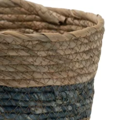 Set Of 2 Blue Cattail Decorative Storage Baskets - Foreside Home & Garden