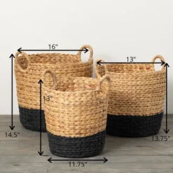 14.5"H Sullivans Bi-Color Banded Woven Baskets Set Of 3, Multicolored -IRIS Storage Deals Store GUEST 82ea3280 5821 48fb 8a14 4dff41ec2232