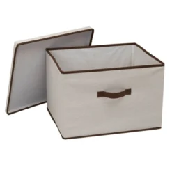 Household Essentials Wide Storage Box With Lid Natural With Brown Trim -IRIS Storage Deals Store GUEST 83354c29 ebc4 4906 8c37 189e110f0019