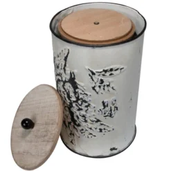 Set Of 3 Cream And Gray Floral Metal Decorative Storage Canisters - Foreside Home & Garden -IRIS Storage Deals Store GUEST 837173fa b544 4ec5 a26f 4441d869ff49