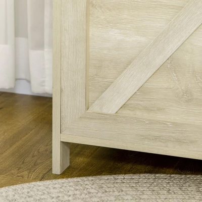 HOMCOM 19" Farmhouse Storage Chest, Lift Top Box Organizer With Safety Hinge To Open Up 150° For Bedroom, Entryway, Living Room, White 4 HOMCOM 19" Farmhouse Storage Chest, Lift Top Box Organizer With Safety Hinge To Open Up 150° For Bedroom, Entryway, Living Room, White - Image 4