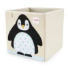 3 Sprouts Kids Children's Felt Gray Mouse Storage Cube Box Toy Bin With Black/White Penguin Fabric Storage Cube Toy Bins