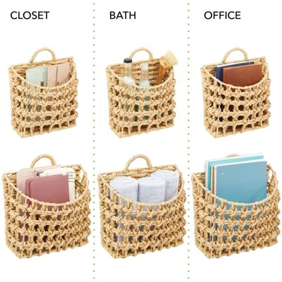 MDesign Hyacinth Home Storage Wall Mount Basket, Set Of 2 3 MDesign Hyacinth Home Storage Wall Mount Basket, Set Of 2 - Image 3
