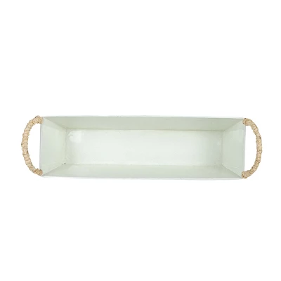 Trough Bin White Metal, Reed & Wood By Foreside Home & Garden 2 Trough Bin White Metal, Reed & Wood By Foreside Home & Garden - Image 2