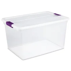 Sterilite 66 Quart Clear Plastic Latching Handle Storage Container Tote