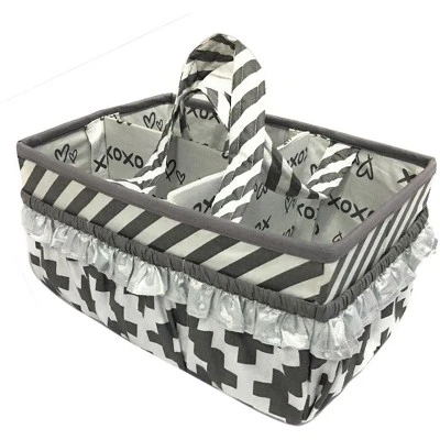 Bacati - Love Gray/Silver Storage Caddy 2 Bacati - Love Gray/Silver Storage Caddy - Image 2
