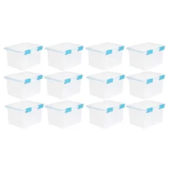 Sterilite 32 Quart Stackable Clear Plastic Storage Tote Container With Blue Gasket Latching Lid For Home And Office Organization, Clear -IRIS Storage Deals Store GUEST 86d65f11 c29c 42f0 a90c 16e78987ba85