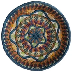 Wind & Weather Handmade Guatemalan Rosenda Star-Pattern Pine Needle, Grass And Raffia Basket