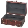 Vintiquewise Decorative Vintage Wood Treasure Box - Wooden Trunk Chest With Handle