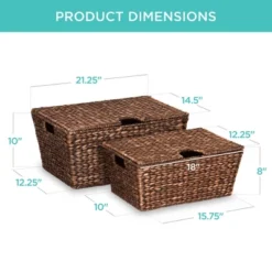 Best Choice Products Set Of 2 XL Water Hyacinth Woven Tapered Storage Basket Chests W/ Attached Lid, Handle Hole -IRIS Storage Deals Store GUEST 88200eca 3339 4eec bbde e060999b77a4
