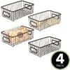 MDesign Metal Bathroom Storage Organizer Basket Bin, 4 Pack